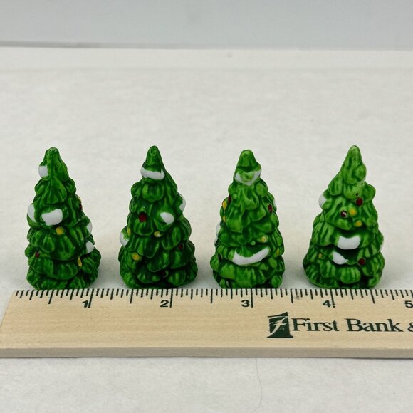 Vintage Christmas Village Accessories Ceramic Trees Children Figurines Set 7 pcs - Picture 14 of 16